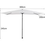 Parasol droit 3x2 m inclinable - Mât Aluminium avec toile polyester 160 g/m² - Blanc