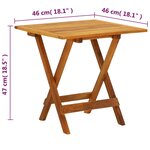 vidaXL Table de bistro 46x46x47 cm Bois d'acacia massif