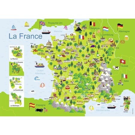 Puzzle 100 pieces - carte de france - nathan - puzzle enfant +