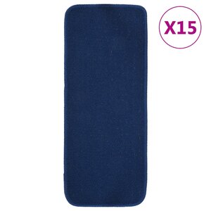 vidaXL Tapis d'escalier 15 Pièces 60x25 cm Bleu marine Rectangulaire