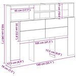 vidaXL Armoire à tête de lit Artisan Chêne 140x19x103 5 cm