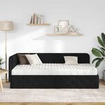 vidaXL Cadre de lit d'angle avec matelas Noir 90 x 200 cm tissu