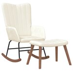 vidaXL Chaise à bascule avec repose-pied Blanc crème Velours