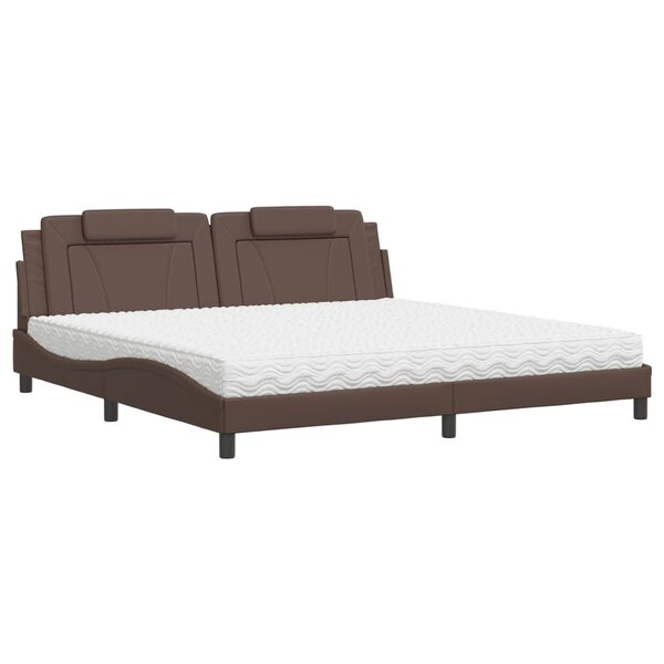 vidaXL Lit Viana avec matelas marron 200x200 cm similicuir