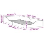 vidaXL Cadre de lit surélevé Blanc 90 x 200 cm Bois massif en pin
