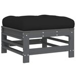 vidaXL Repose-pieds de jardin coussins lot de 2 gris bois pin massif