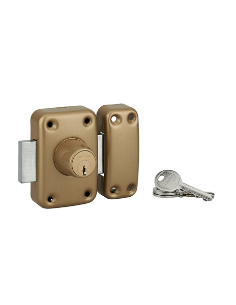 THIRARD - Verrou double entrée Apache pour porte d'entrée  cylindre 50mm  acier  3 clés  époxy or