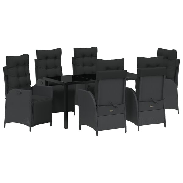 vidaXL Ensemble de salle à manger de jardin 7 pièces Noir Poly Rattan