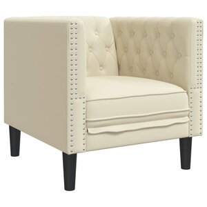 vidaXL Fauteuil Chesterfield crème similicuir