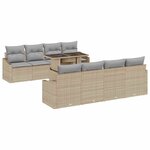 vidaXL Ensemble de canapé de jardin 9 Pièces Beige Poly rotin