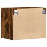 vidaXL Table de chevet murale avec lumières LED chêne fumé