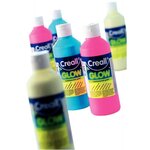 Lot de 3 flacons de 250 ml de peinture phosphorescente couleurs assorties : vert/jaune  rouge/rose et bleu