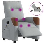 vidaXL Fauteuil de massage inclinable électrique gris clair tissu