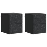 vidaXL Cabinet de chevet mural 2 pièces Noir 34 5 x 33 x 40 cm
