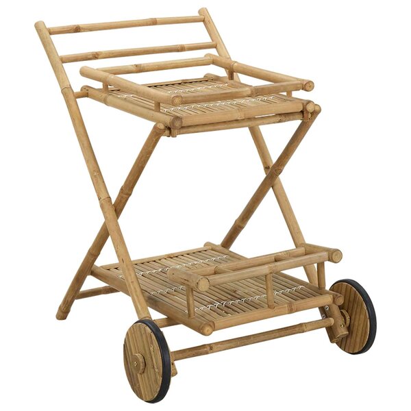 vidaXL Chariot de service avec roues Naturel 79 x 67 5 x 84 cm Bambou