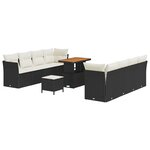 vidaXL Ensemble de canapé de jardin avec coussin 11 Pièces Noir et crème