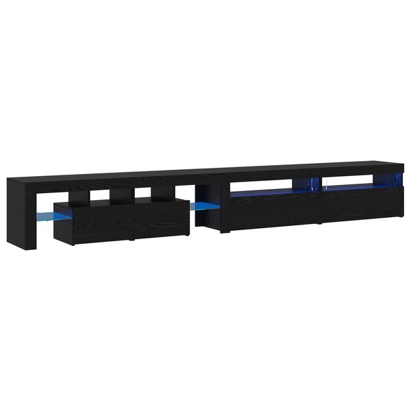 Meubles TV vidaXL 3 Pièces avec éclairage LED en chêne noir en bois d'ingénierie