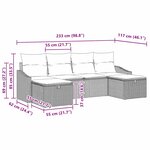 vidaXL Canapé de jardin 6 pièces avec coussins en poly rotin marron
