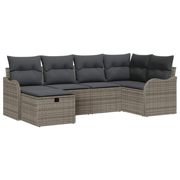 vidaXL Ensemble de canapé de jardin 6 Pièces Gris 232.5 x 122.5 x 85 cm