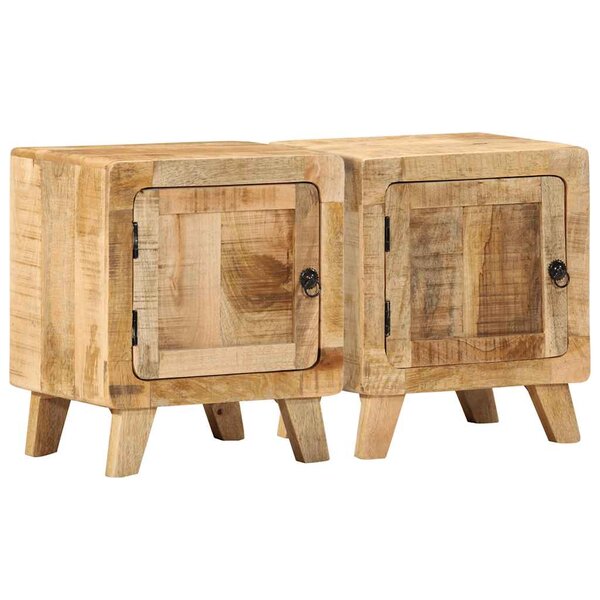 vidaXL Table de chevet 2 Pièces 40x32x46 cm bois massif de manguier brut