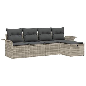 vidaXL Ensemble de canapé de jardin 5 Pièces Gris clair Poly rotin
