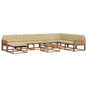 vidaXL Ensemble de canapés d'extérieur 9 Pièces Naturel et Beige