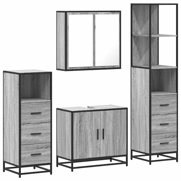 vidaXL Ensemble de meubles de salle de bain 4 Pièces sonoma gris