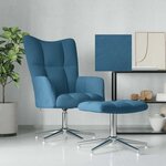 vidaXL Chaise de relaxation avec tabouret Bleu Velours