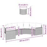 vidaXL Canapé de jardin table coussins demi-rond noir résine tressée