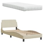 vidaXL Lit avec matelas Hanko crème 90x200 cm tissu