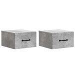 vidaXL Cabinet de chevet mural 2 Pièces Gris béton 34 5 x 33 x 20 cm