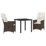 vidaXL Ensemble de jardin de 3 pièces avec coussins en poly rotin marron