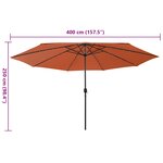 vidaXL Parasol de jardin avec lumières LED et mât en métal terre cuite