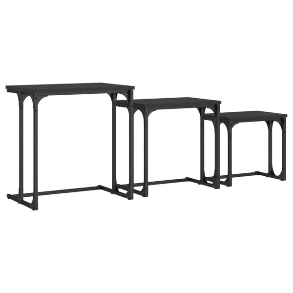 vidaXL Tables basses gigognes 3 Pièces noir bois d'ingénierie