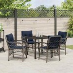 vidaXL Ensemble de salle à manger pour jardin 5 Pièces Gris et Noir Rotin
