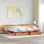 vidaXL Lit de jour avec gigogne et tiroirs sans matelas 90x200 cm