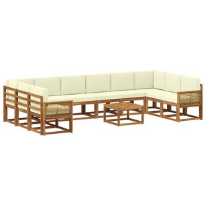 vidaXL Ensemble de canapés d'extérieur 11 Pièces Naturel et Crème
