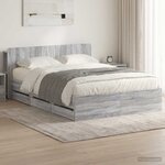 vidaXL Cadre de lit avec rangement Sonoma gris 150 x 200 cm