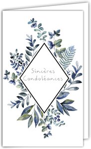 Carte Sincères Condoléances intérieur blanc avec Enveloppe Blanche 10x16 5cm