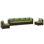 vidaXL Salon de jardin 6 Pièces avec coussins Résine tressée Marron