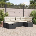vidaXL Ensemble de canapé de jardin avec coussin 6 Pièces Noir et crème
