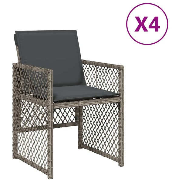 vidaXL Chaises de jardin avec coussins lot de 4 gris résine tressée