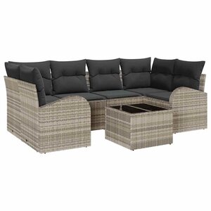 vidaXL Ensemble de canapé de jardin 7 Pièces Gris clair 55 x 55 x 37 cm