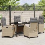 vidaXL Ensemble de salle à manger pour jardin 5 Pièces Beige polyrotin