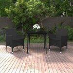 vidaXL Mobilier à dîner de jardin coussins 3 Pièces Résine tressée Verre