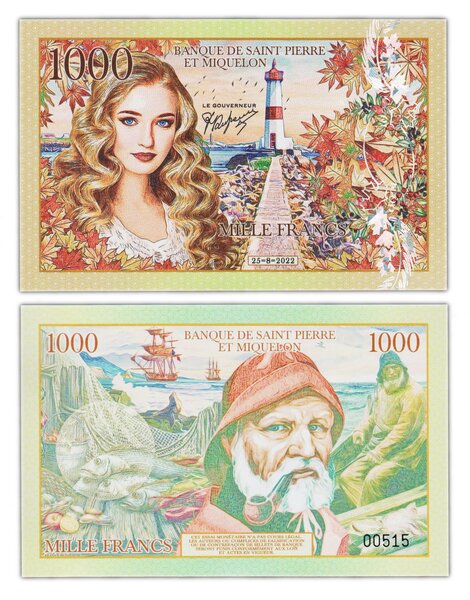 Billet de Collection 1000 Francs 2022 Saint Pierre et Miquelon - Neuf - billet de fantaisie