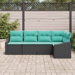 vidaXL Ensemble de Canapés avec coussin 5 Pièces Noir polyrotin