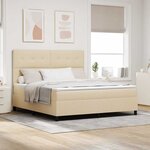 vidaXL Lit à ressorts avec matelas Crème 180 x 200 cm tissu