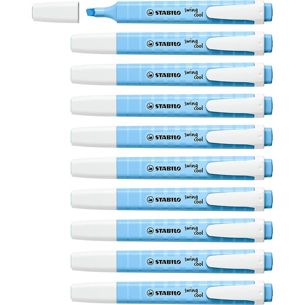 Surligneur Swing Cool Pointe Biseautée 1 - 4mm Pastel Bleu ciel x 10 STABILO