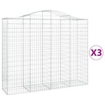 vidaXL Paniers à gabions arqués 3 Pièces 200x50x160/180 cm Fer galvanisé